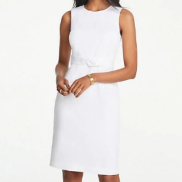 ann taylor sheath dress knot waist in white - Picture 5 of 9